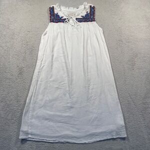 Ann Taylor LOFT Embroidered Dress Sleeveless Casual White Dress‎ XS